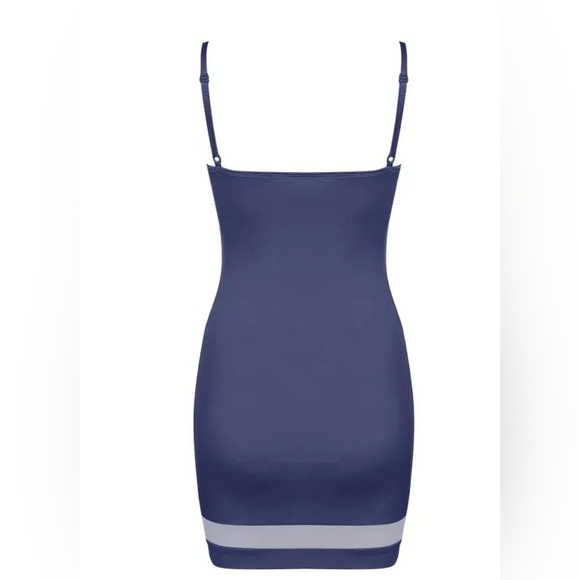 Bodycon Cami Solid Color Dress Sheer Detail - Picture 2 of 4